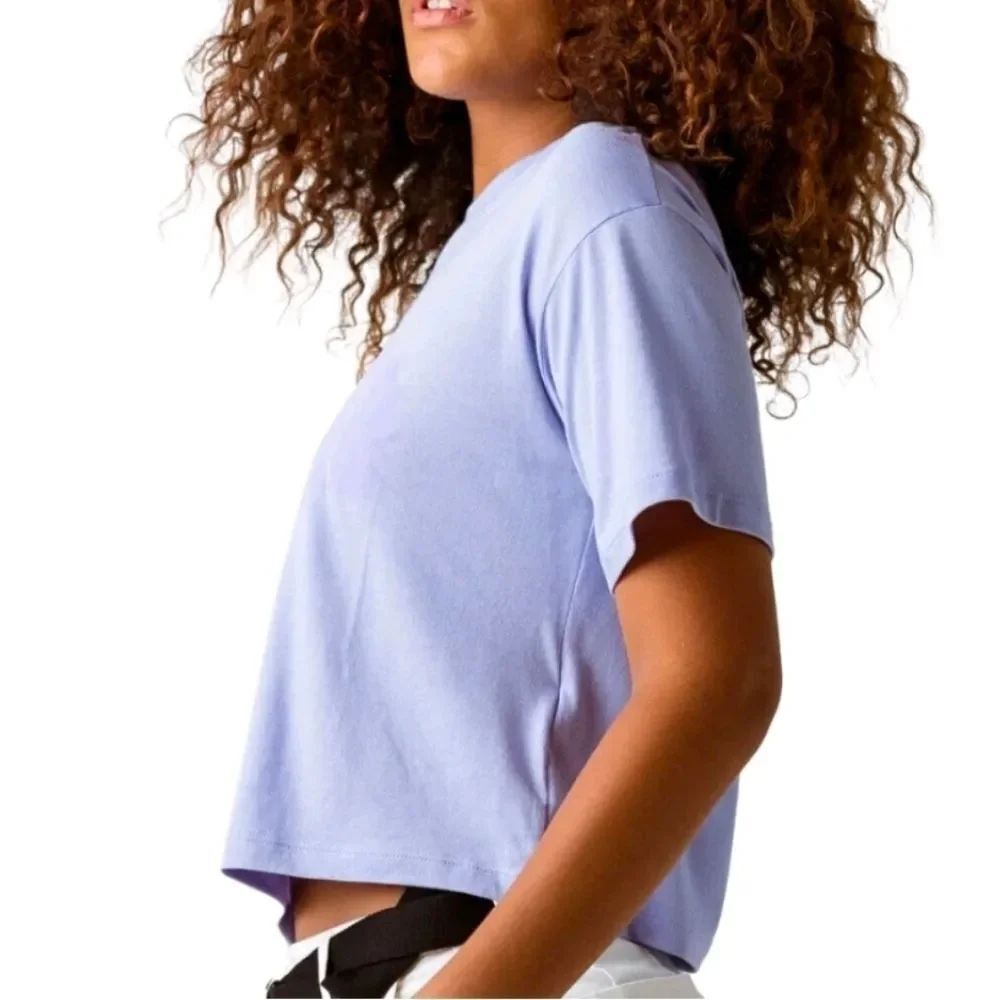 The North Face M Lavender Sweet  Half Dome Cropped ShrtSlv Logo Women's T-Shirt - Picture 4 of 7